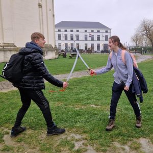 Students practicing their battle skills