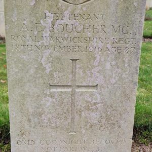 The grave of old Bridgnorthian Lieutenant Alec Boucher