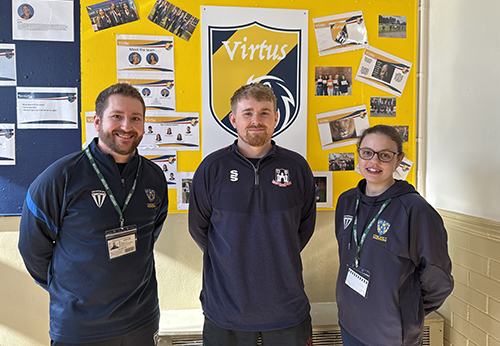 Teacher, Rory Noble with Tim Bellett & Katie Rushton of Shropshire Cricket